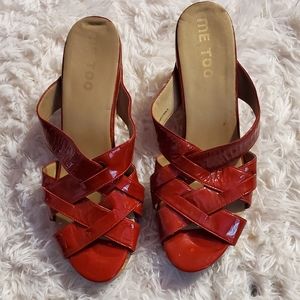 Red wedge sandals size 10